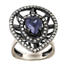 обзорное фото Серебряное кольцо с аметистом 4117  Серебряные кольца