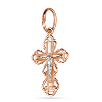 обзорное фото Золотой крестик Распятие Христово 034262  Декоративные золотые крестики