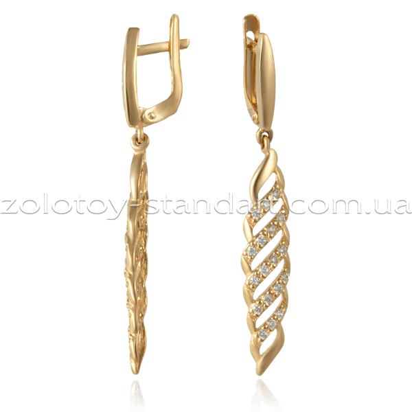 Золоті сережки з цирконієм 21072801 детальне зображення ювелірного виробу Золоті сережки з цирконієм 21072801 детальне зображення ювелірного виробу