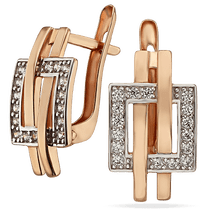 обзорное фото Современные золотые серьги из золота Геометрия 033612  Золотые серьги