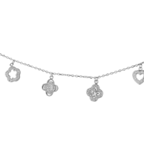 обзорное фото Серебряный браслет с фианитами модные подвески 027696  Серебряные женские браслеты