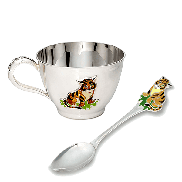 Детский набор чашка и ложка из серебра Тигренок 031874 детальное изображение ювелирного изделия Серебряный детские наборы посуды Детский набор чашка и ложка из серебра Тигренок 031874 детальное изображение ювелирного изделия Серебряный детские наборы посуды