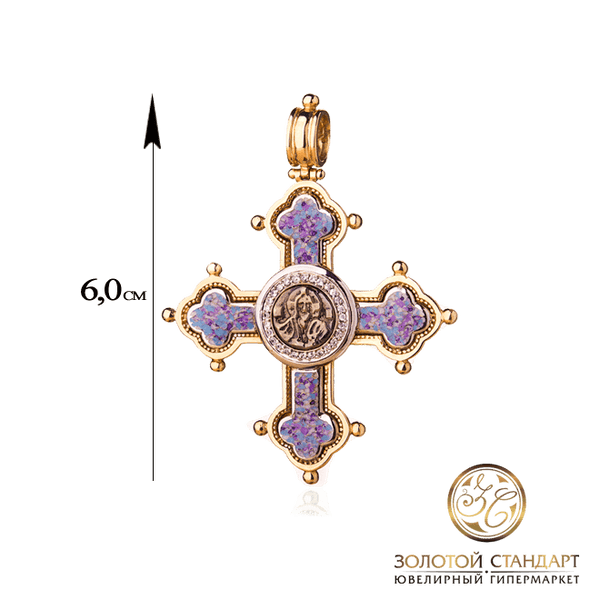 Золотой православный крест с эмалью Золотой православный крест с эмалью