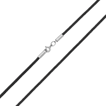 обзорное фото Черный шнурок с серебряной застежкой 033273 Серебряные цепочки обзорное фото Черный шнурок с серебряной застежкой 033273  Серебряные цепочки