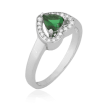 обзорное фото Серебряное кольцо Сердце с фианитами 024847  Серебряные кольца с фианитом