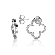 обзорное фото Серебряные серьги-гвоздики с фианитами 027364 Серебряные серьги с камнями обзорное фото Серебряные серьги-гвоздики с фианитами 027364  Серебряные серьги с камнями