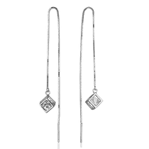 обзорное фото Серебряные серьги-протяжки с фианитом 027329  Серебряные серьги с камнями