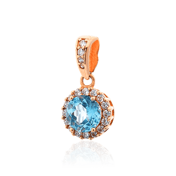Золотой кулон с голубым топазом и фианитами 032976 детальное изображение ювелирного изделия Золотые подвески с камнями Золотой кулон с голубым топазом и фианитами 032976 детальное изображение ювелирного изделия Золотые подвески с камнями