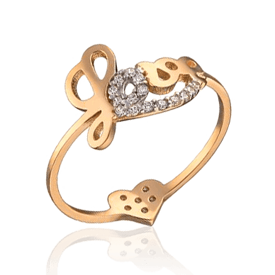 Двухстороннее золотое кольцо с фианитами Love 032570 детальное изображение ювелирного изделия Золотые кольца с фианитом Двухстороннее золотое кольцо с фианитами Love 032570 детальное изображение ювелирного изделия Золотые кольца с фианитом