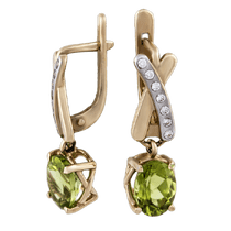 оглядове фото Золоті сережки з хризолітом 102605