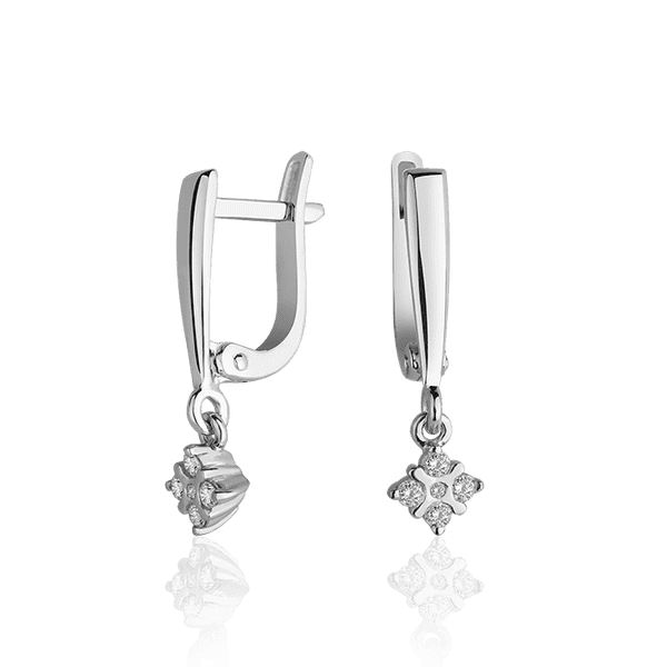 Золотые серьги в белом золоте с бриллиантами 028343 детальное изображение ювелирного изделия Золотые серьги с бриллиантами Золотые серьги в белом золоте с бриллиантами 028343 детальное изображение ювелирного изделия Золотые серьги с бриллиантами