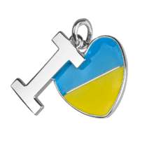 обзорное фото Серебряный кулон флаг Украины в форме сердца 026208  Серебряные подвески