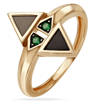 обзорное фото Золотое кольцо с агатом и нанокристаллами 030011  Золотые кольца с агатом