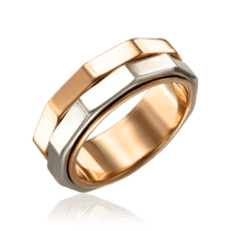 обзорное фото Обручальное кольцо из комбинированного золота гайка 035155  Золотые кольца