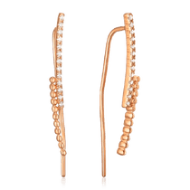 обзорное фото Утонченные серьги каффы золото 585 пробы с фианитами 035844  Золотые серьги каффы