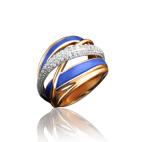 Массивное золотое кольцо с синей эмалью и фианитами 030819 детальное изображение ювелирного изделия Золотые кольца с эмалью Массивное золотое кольцо с синей эмалью и фианитами 030819 детальное изображение ювелирного изделия Золотые кольца с эмалью