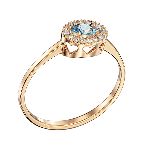 золотое с голубым топазом и фианитами