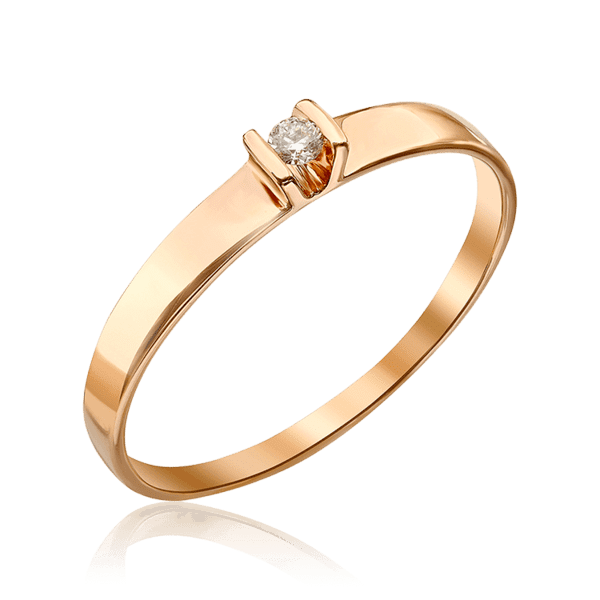 Кольцо золотое с одним бриллиантом 035989 детальное изображение ювелирного изделия Золотые кольца