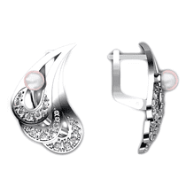 обзорное фото Серьги из белого золота с жемчугом 420737 Золотые серьги с жемчугом обзорное фото Серьги из белого золота с жемчугом 420737  Золотые серьги с жемчугом