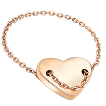 обзорное фото Золотое кольцо-затяжка в форме тонкой цепочки с сердечком 040373 Золотые кольца без вставок обзорное фото Золотое кольцо-затяжка в форме тонкой цепочки с сердечком 040373  Золотые кольца без вставок