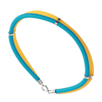 обзорное фото Серебряный браслет с каучуком Флаг Украины 037190 Серебряные браслеты обзорное фото Серебряный браслет с каучуком Флаг Украины 037190  Серебряные браслеты