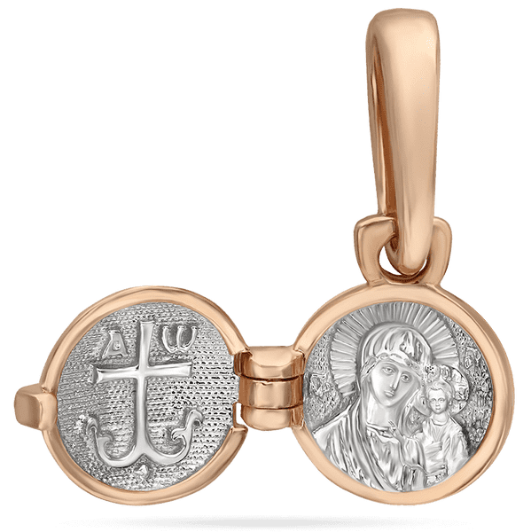 Золотая ладанка открывающаяся Казанская икона Божией Матери 034461 детальное изображение ювелирного изделия Золотые подвески иконки Золотая ладанка открывающаяся Казанская икона Божией Матери 034461 детальное изображение ювелирного изделия Золотые подвески иконки