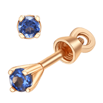 обзорное фото Золотые пуссеты с большим камешком сапфиром 040334 Золотые серьги с сапфиром обзорное фото Золотые пуссеты с большим камешком сапфиром 040334  Золотые серьги с сапфиром