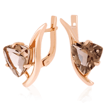 обзорное фото Золотые серьги с раухтопазом 023625  Золотые серьги с раухтопазом