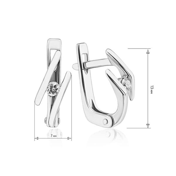 серьги из белого золота с бриллиантом