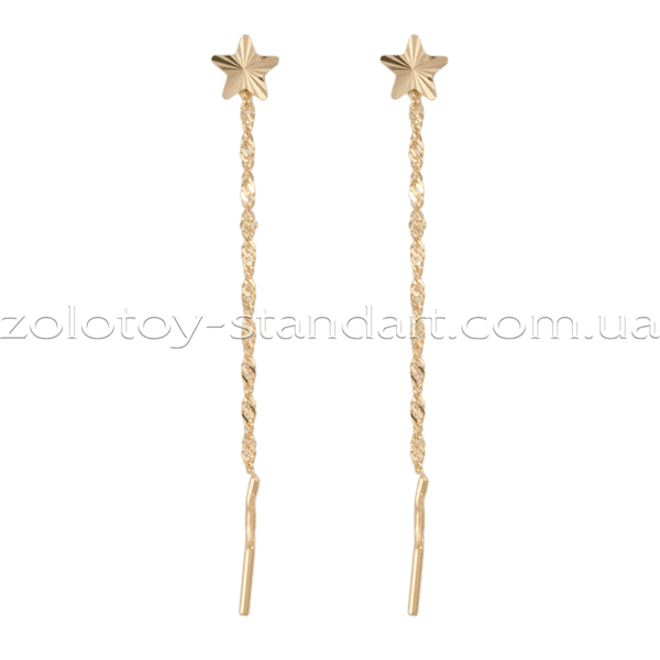 Золотые серьги цепочки 9206008 детальное изображение ювелирного изделия Золотые серьги