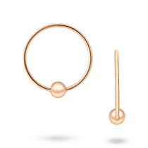 обзорное фото Золотые серьги-кольца с шариком 026572 Золотые серьги кольца (конго)  обзорное фото Золотые серьги-кольца с шариком 026572  Золотые серьги кольца (конго)