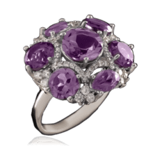 обзорное фото Серебряное кольцо с аметистом 023217  Серебряные кольца со вставками