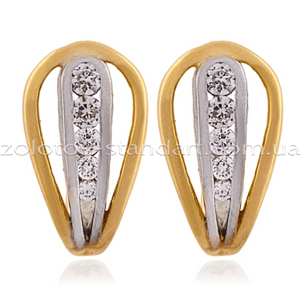 Золотые серьги с цирконием 125852 детальное изображение ювелирного изделия Золотые серьги с фианитом