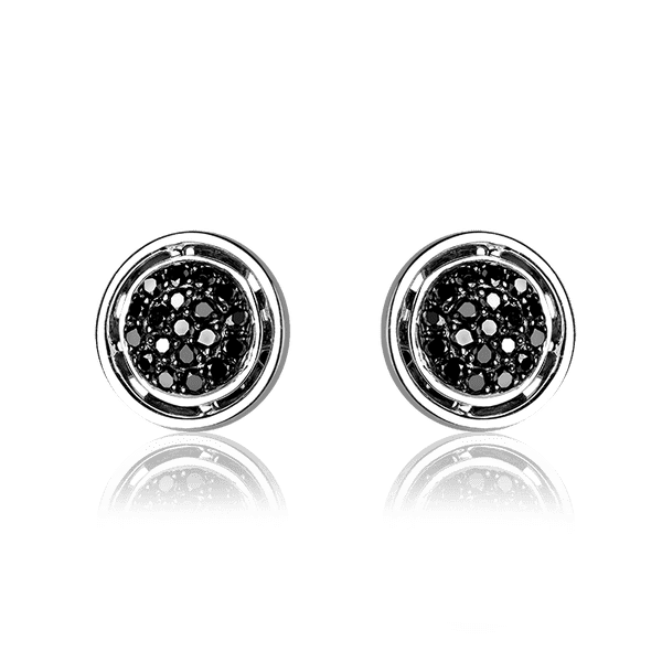 женские пусеты с черными бриллиантами в белом золоте женские пусеты с черными бриллиантами в белом золоте