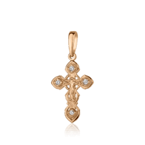 обзорное фото Золотой крестик с фианитами 028029  Золотые крестики православные