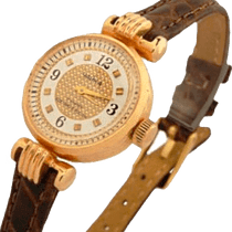 обзорное фото Женские часы золотые с ремешком из кожи 036330 Женские золотые часы обзорное фото Женские часы золотые с ремешком из кожи 036330  Женские золотые часы