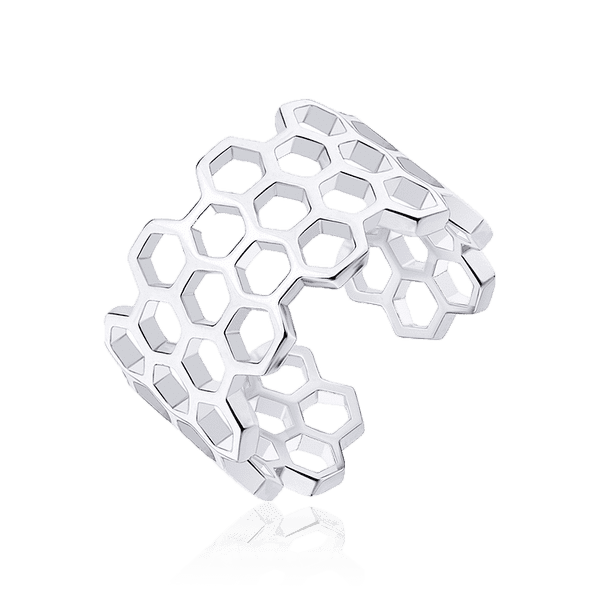 Серебряное кольцо Соты с незамкнутым ободком 035617 детальное изображение ювелирного изделия Серебряные кольца Серебряное кольцо Соты с незамкнутым ободком 035617 детальное изображение ювелирного изделия Серебряные кольца