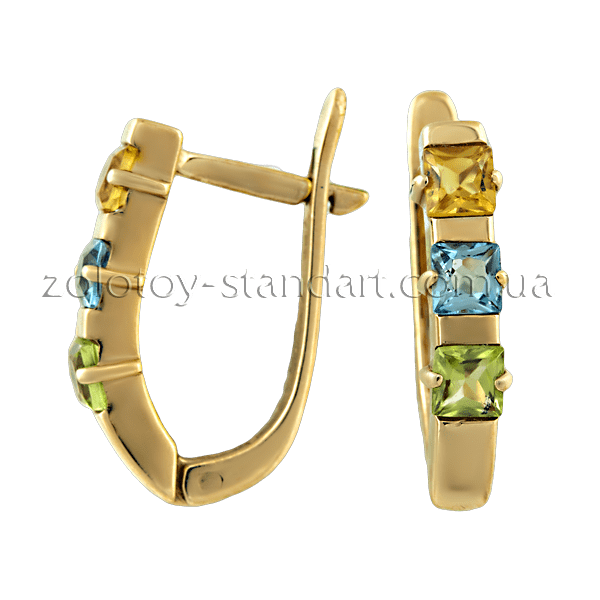 Золотые серьги с топазом 2911 детальное изображение ювелирного изделия Золотые серьги с топазом