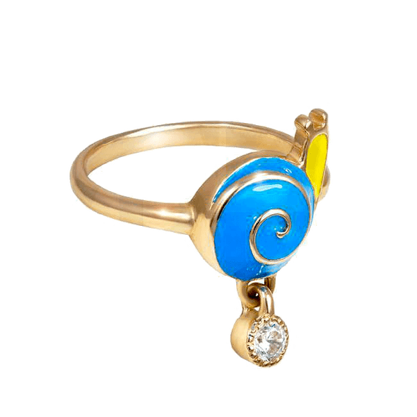 Детское золотое кольцо Улитка с эмалью и фианитом 033793 детальное изображение ювелирного изделия Золотые кольца Детское золотое кольцо Улитка с эмалью и фианитом 033793 детальное изображение ювелирного изделия Золотые кольца