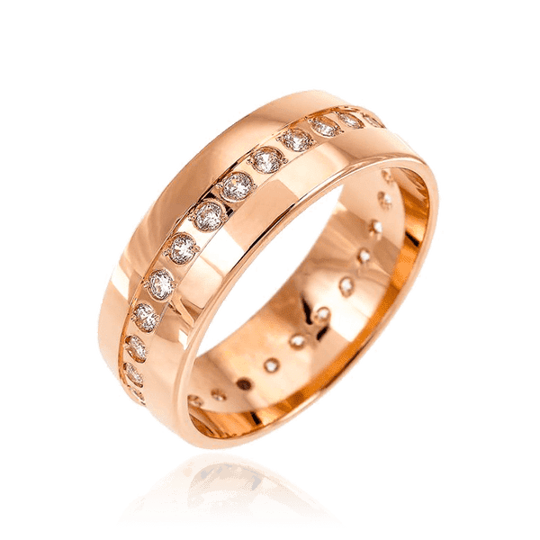 Обручальное кольцо с камнями в красном золоте 036720 детальное изображение ювелирного изделия Золотые кольца Обручальное кольцо с камнями в красном золоте 036720 детальное изображение ювелирного изделия Золотые кольца