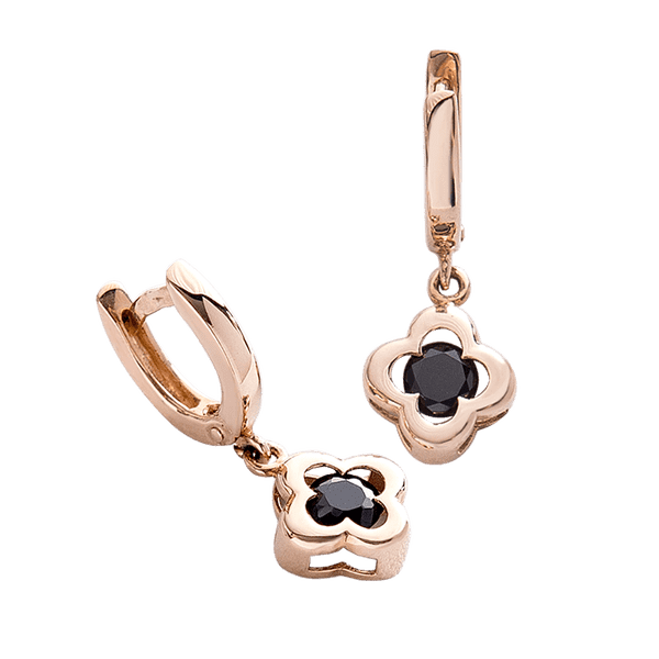 Золотые серьги черным фианитом 029260 детальное изображение ювелирного изделия Золотые серьги с фианитом