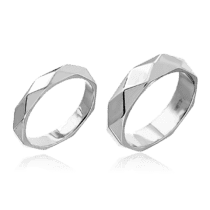 обзорное фото Граненое обручальное кольцо из белого золота 036748  Золотые кольца