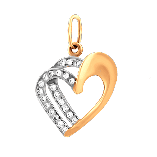Золотой кулон Сердце с фианитами 62275 детальное изображение ювелирного изделия Золотые кулоны с фианитом Золотой кулон Сердце с фианитами 62275 детальное изображение ювелирного изделия Золотые кулоны с фианитом