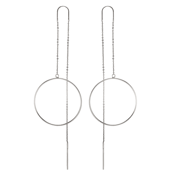 Длинные серьги протяжки с кольцом в белом золоте 034025 детальное изображение ювелирного изделия Золотые серьги