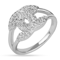 обзорное фото Серебряное кольцо в стиле Chanel 028288  Серебряные кольца со вставками