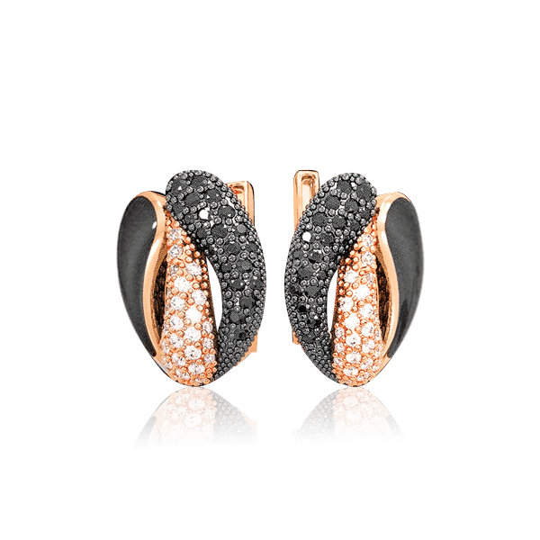 Золотые серьги на английском замке с фианитами и эмалью 025556 детальное изображение ювелирного изделия Золотые серьги с эмалью Золотые серьги на английском замке с фианитами и эмалью 025556 детальное изображение ювелирного изделия Золотые серьги с эмалью