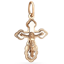 обзорное фото Золотой крестик для крещения 036100 Золотые подвески обзорное фото Золотой крестик для крещения 036100  Золотые подвески