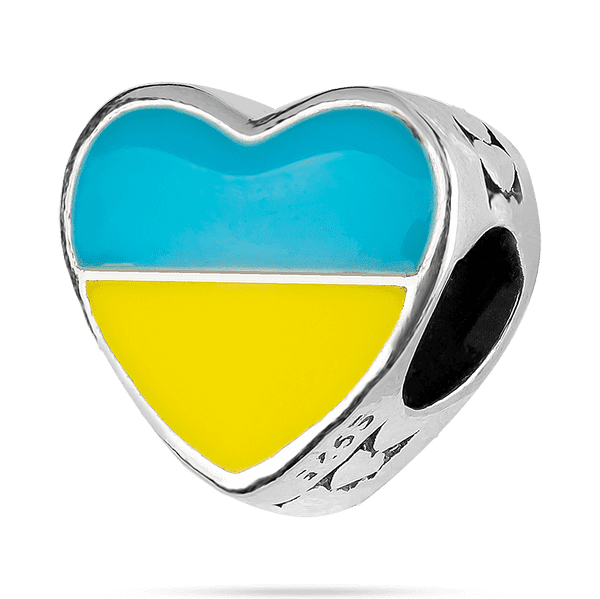 Серебряный подвесок шарм Люблю Украину с желто - голубой эмалью 039375 детальное изображение ювелирного изделия Серебряные браслеты для шармов Серебряный подвесок шарм Люблю Украину с желто - голубой эмалью 039375 детальное изображение ювелирного изделия Серебряные браслеты для шармов