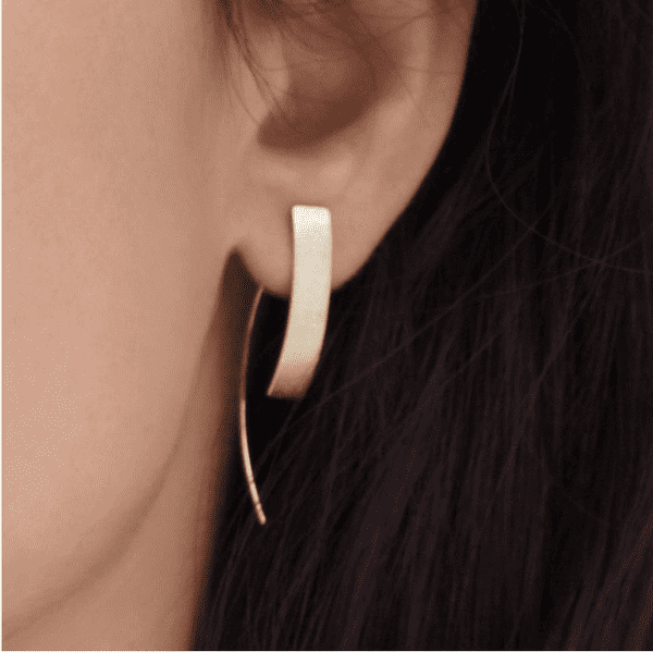 Золотые серьги Дели прямоугольная пластина Золотые серьги Дели прямоугольная пластина