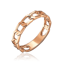 обзорное фото Кольцо цепочка из красного золота 036973 Золотые кольца обзорное фото Кольцо цепочка из красного золота 036973  Золотые кольца